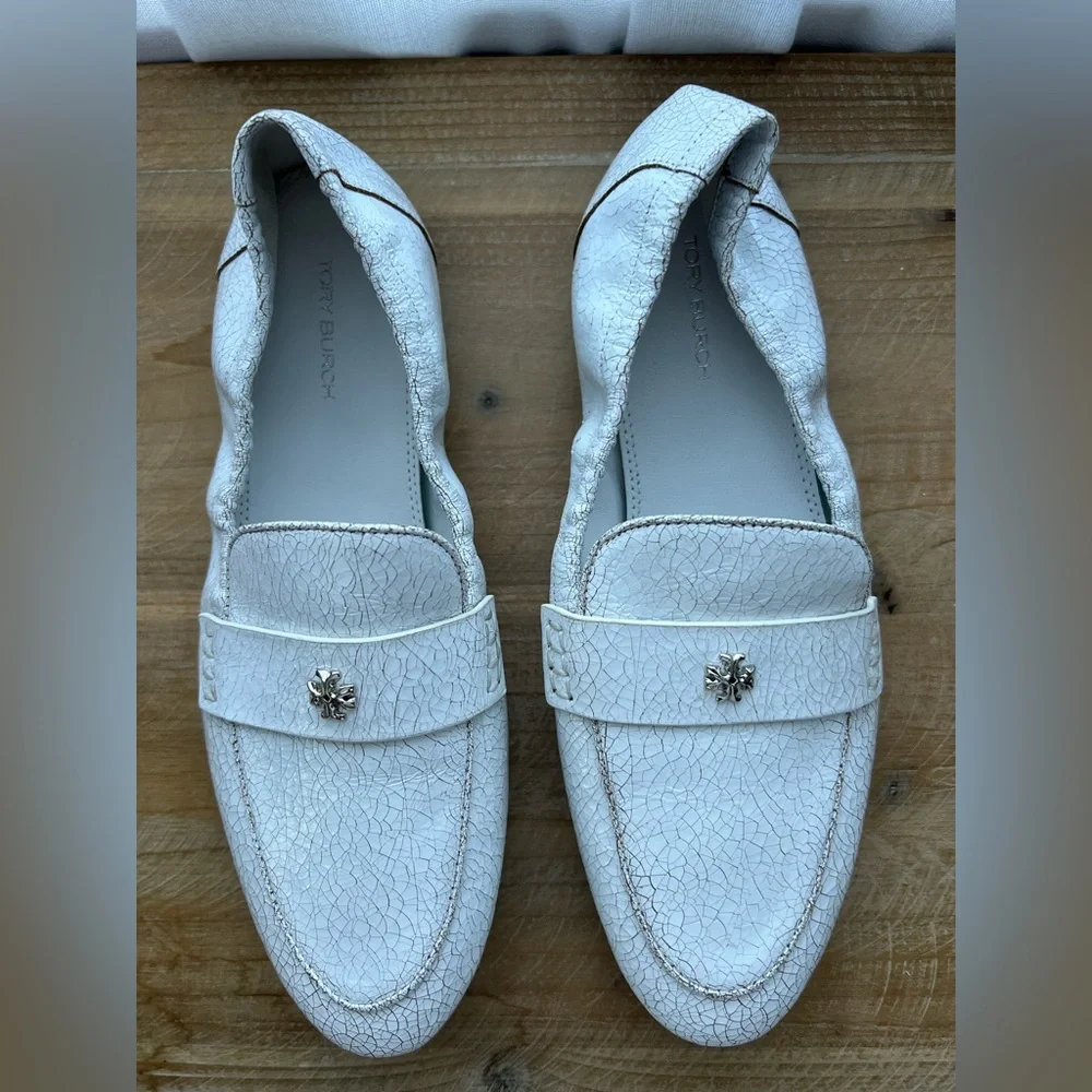 Tory Burch Ballet Loafer in Shiny White Women’s Size 6.5 New